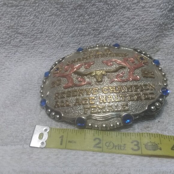 2022 ITLA Championship All Age Haltered Female Trophy Buckle Blue Stones Great main image 11
